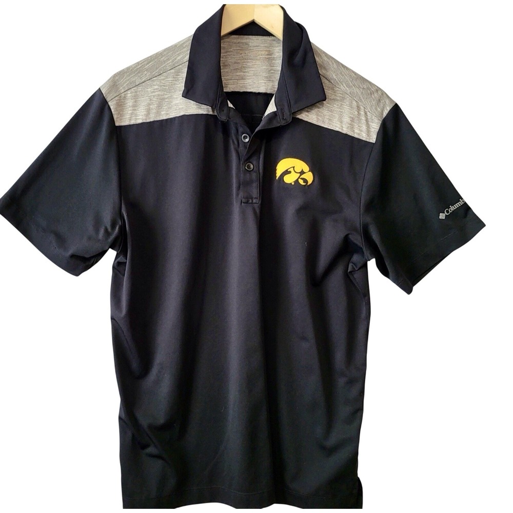 Columbia Golf Men's Black/Gray Polo L Iowa Hawkeyes